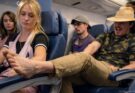 On the plane, a young man put his dirty and terribly smelly foot прямо on my seat: I asked him several times to remove it, but in the end I realized he didn’t understand the polite way, so I taught him a harsh lesson